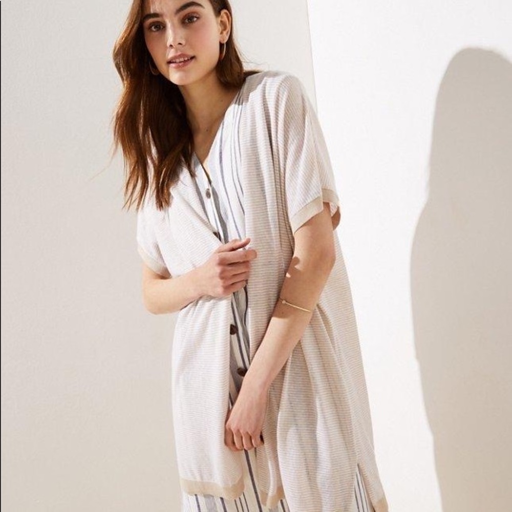 LOFT - Striped Dolman Open Cardigan